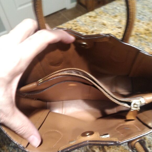 Michael Kors Mae Small Logo and Pebbled Leather Messenger Crossbody Bag Brown - Picture 16 of 16